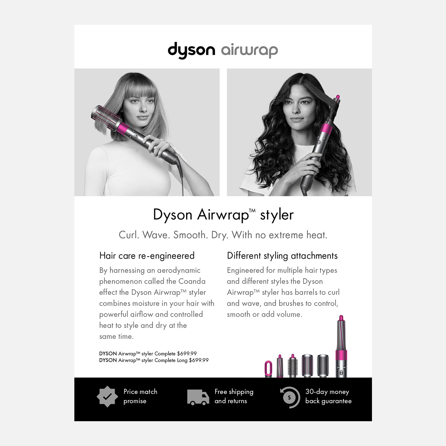 Dyson Airwrap styler postcard advertisement.