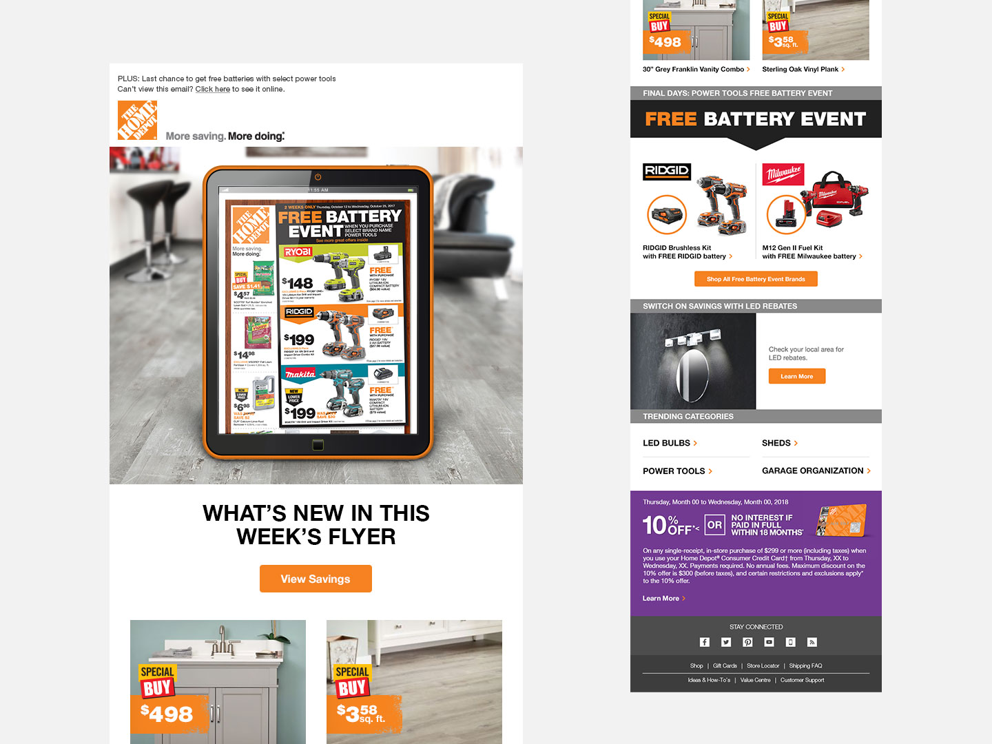 The Home Depot Canada email design.