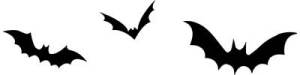 Illustration of three black bats.