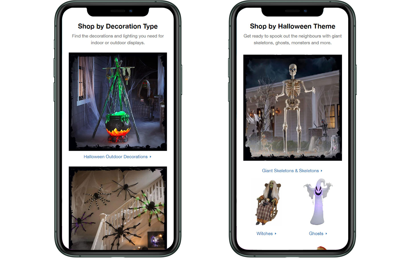 The Home Depot Canada Halloween category landing page displayed in an iPhone.