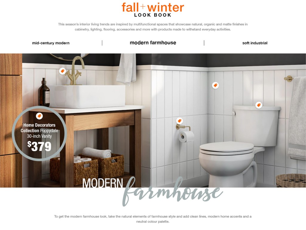The Home Depot Canada LookBook concept page design.
