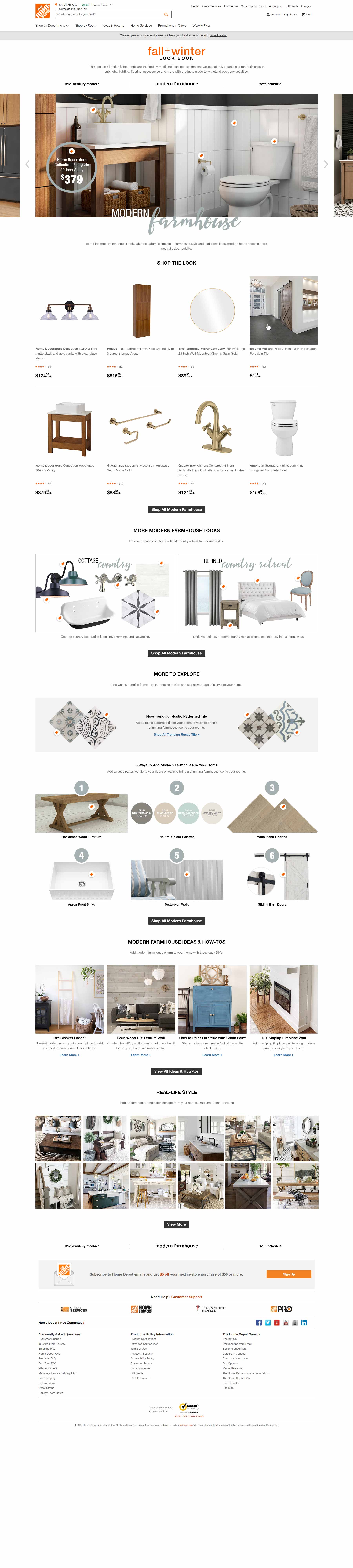 The Home Depot Canada LookBook concept page design.