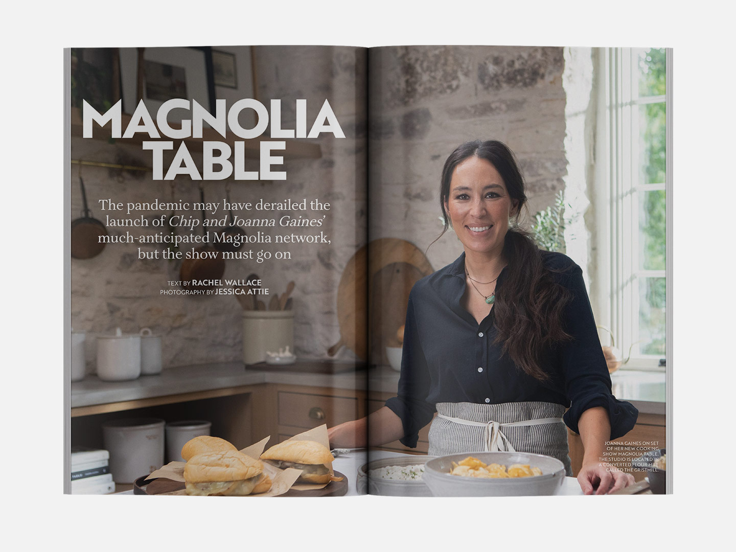 Two page magazine spread.