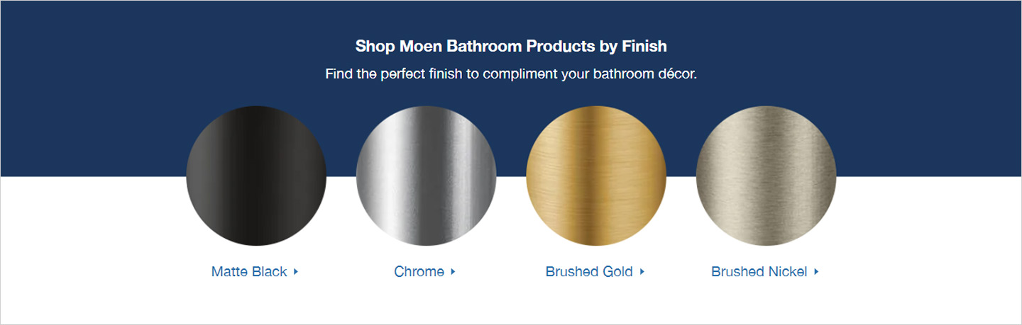 Moen brand guide product finishes.