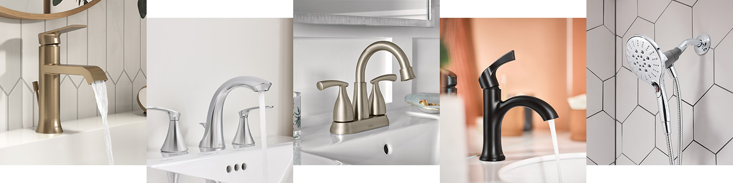 Moen bathroom faucets and showerhead.